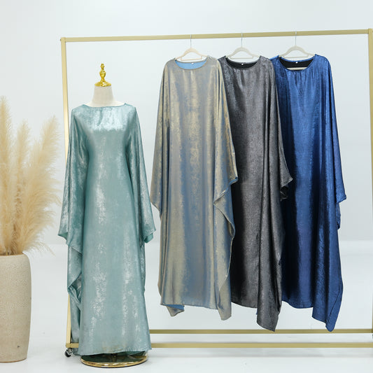 Metallic Butterfly Abayas - Dark Blue