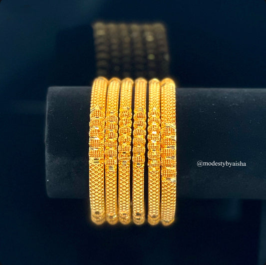 Gold Plated Bangles - Set of 6 [D1]