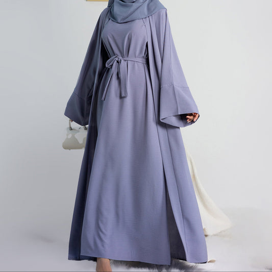 2 Piece Abaya Set - Light Grey / Lilac