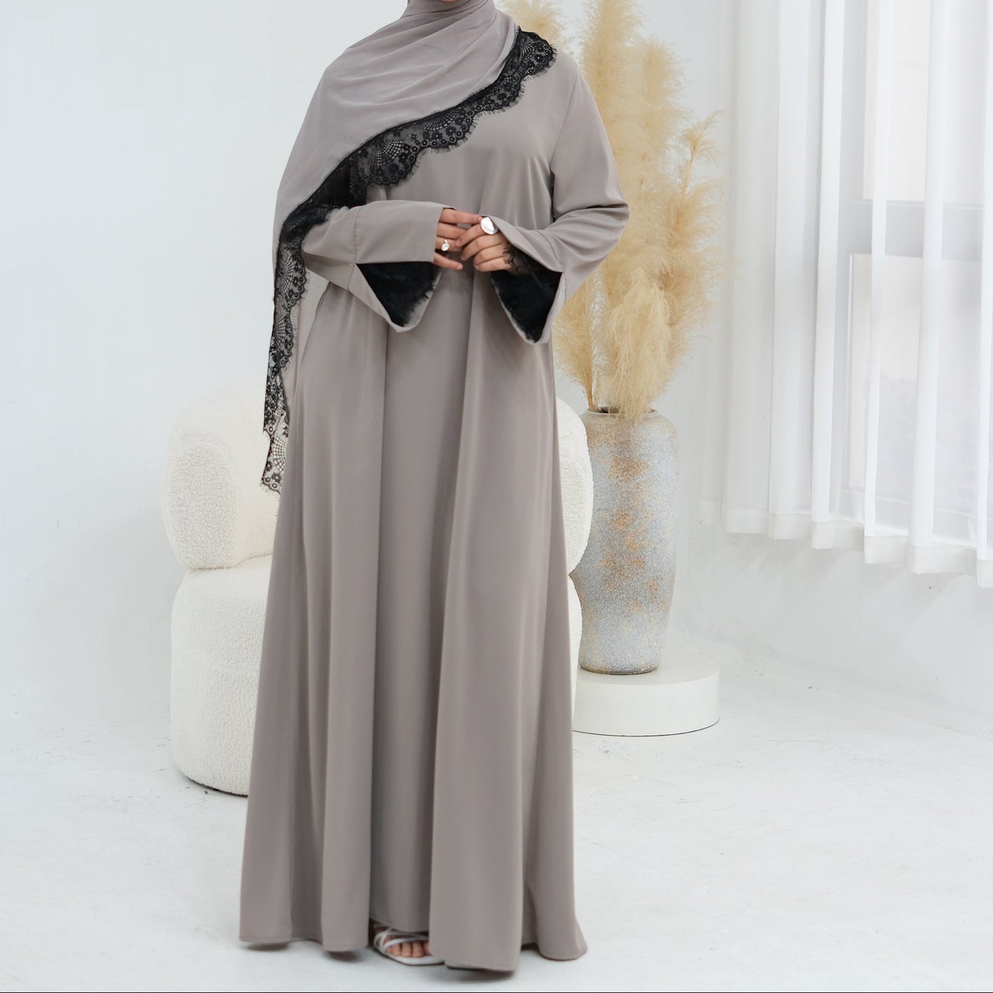 Misbah Lace Abaya & Hijab Set - 2 Colours