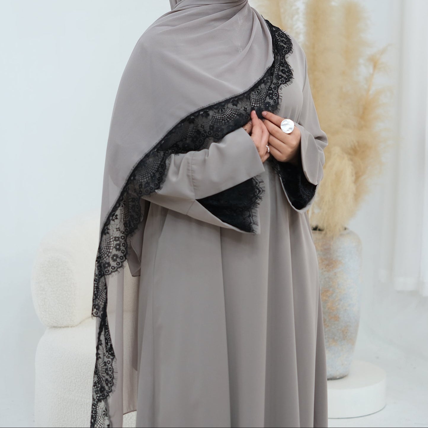 Misbah Lace Abaya & Hijab Set - 2 Colours