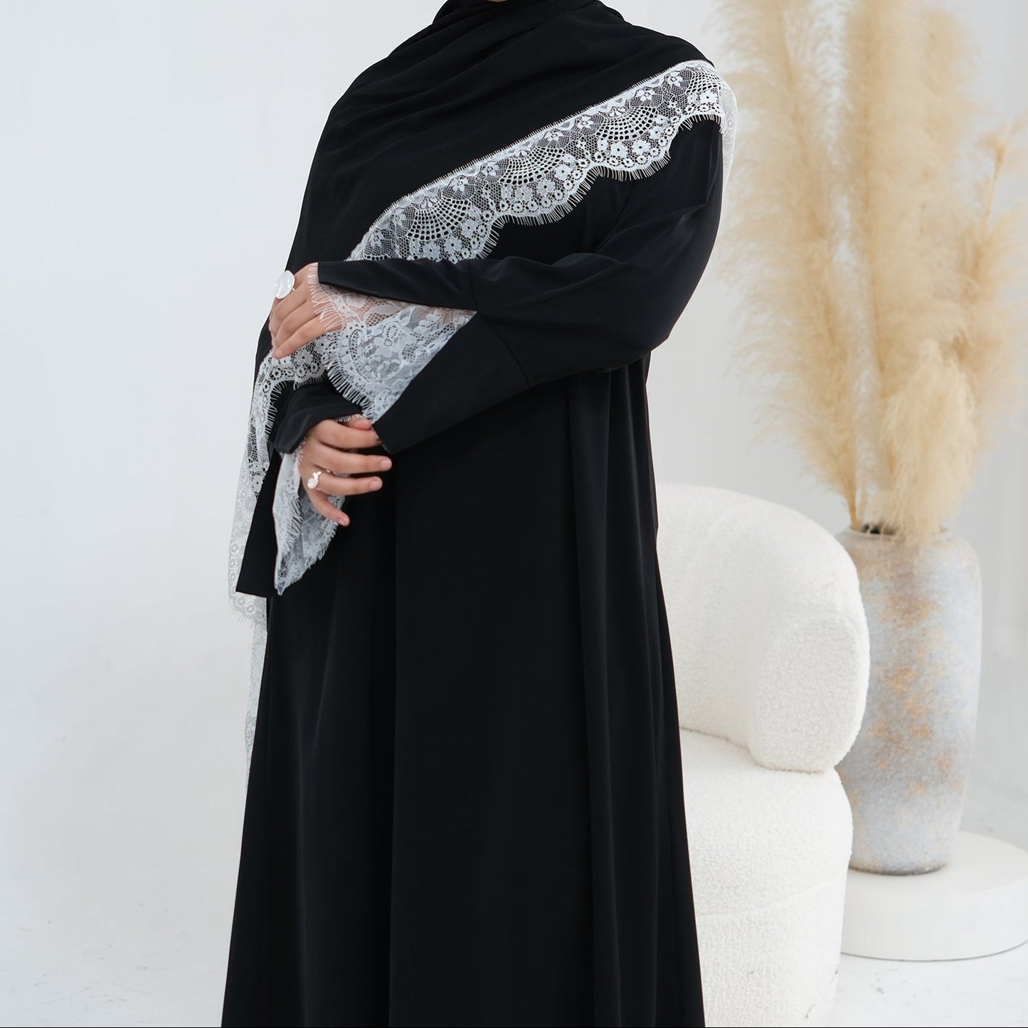 Misbah Lace Abaya & Hijab Set - 2 Colours