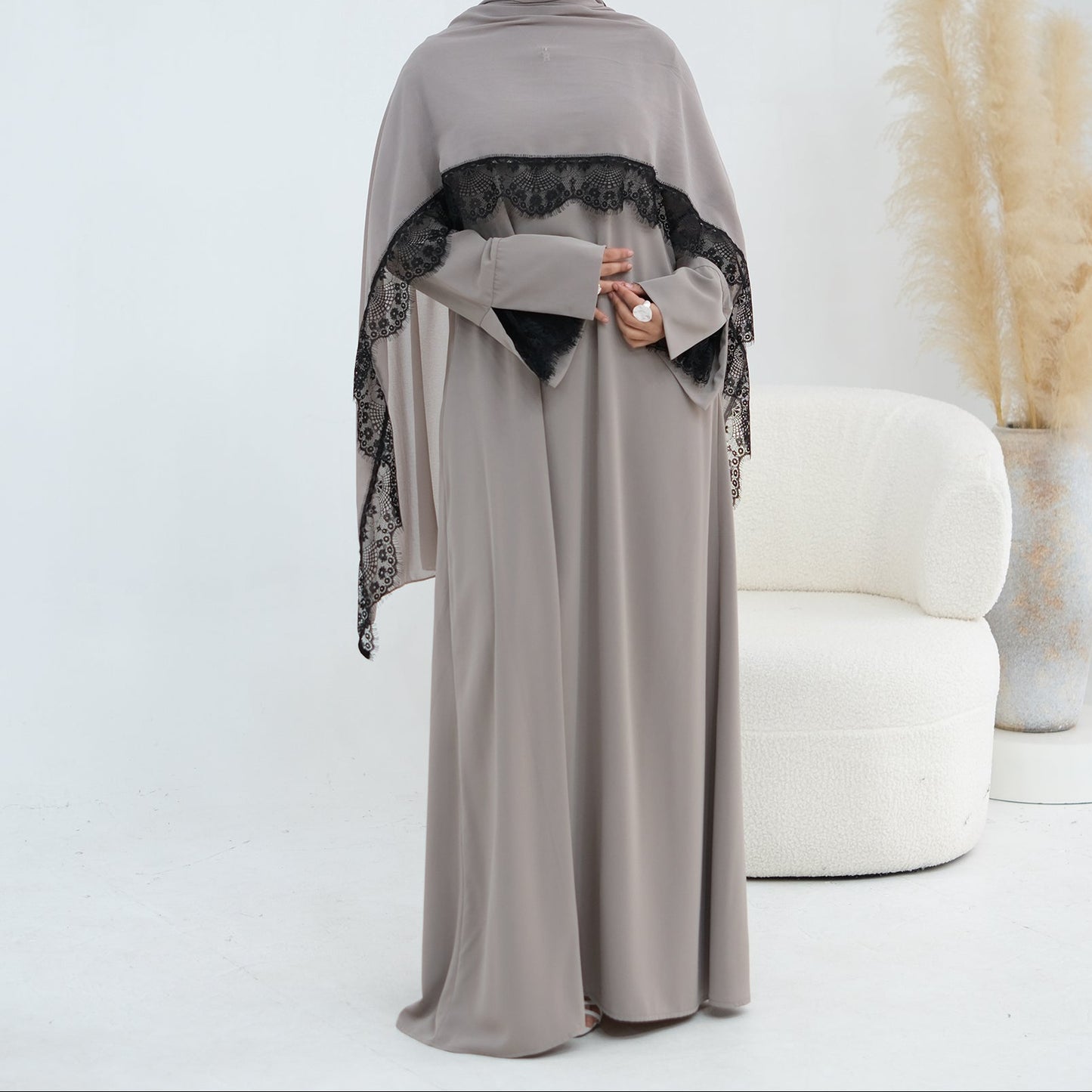Misbah Lace Abaya & Hijab Set - 2 Colours