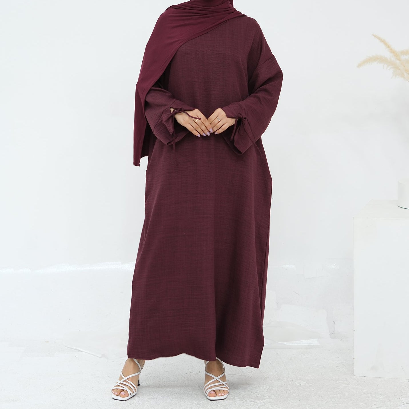 Soft Linen Feel Closed Abaya - 3 Colours