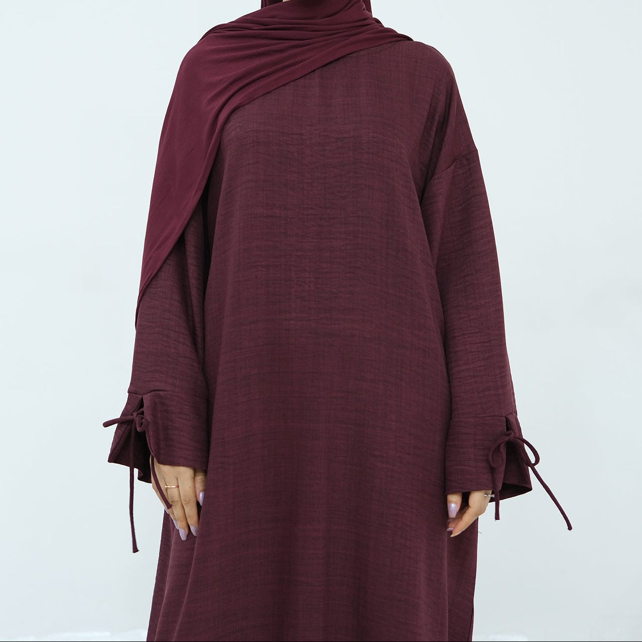 Soft Linen Feel Closed Abaya - 3 Colours