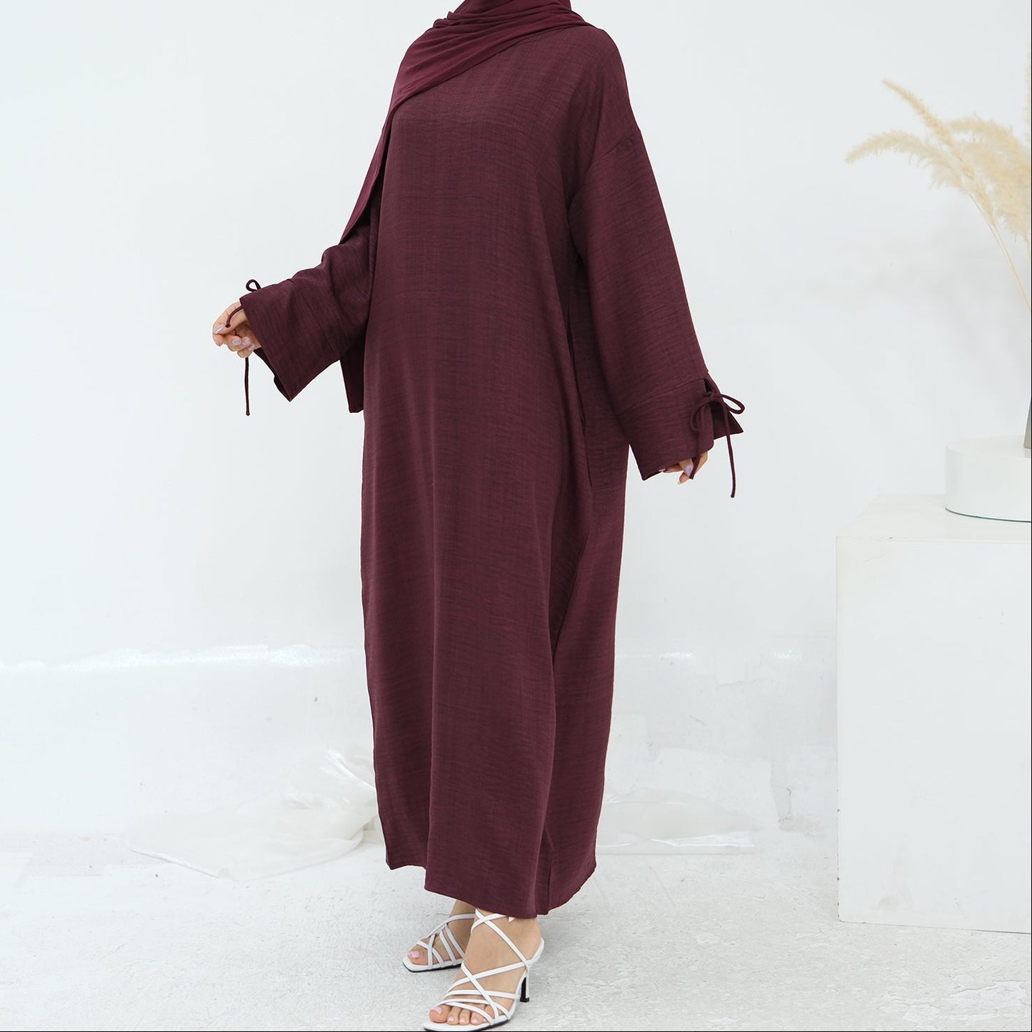 Soft Linen Feel Closed Abaya - 3 Colours