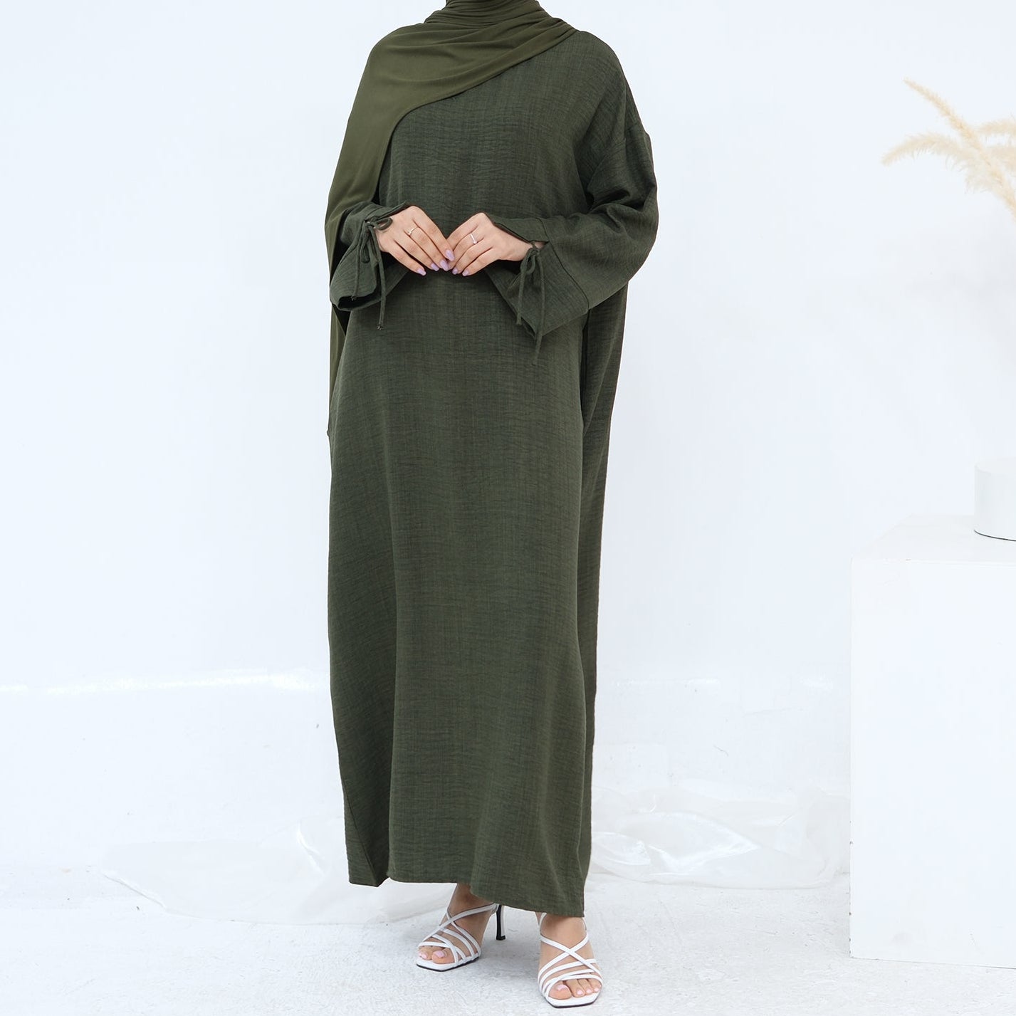 Soft Linen Feel Closed Abaya - 3 Colours