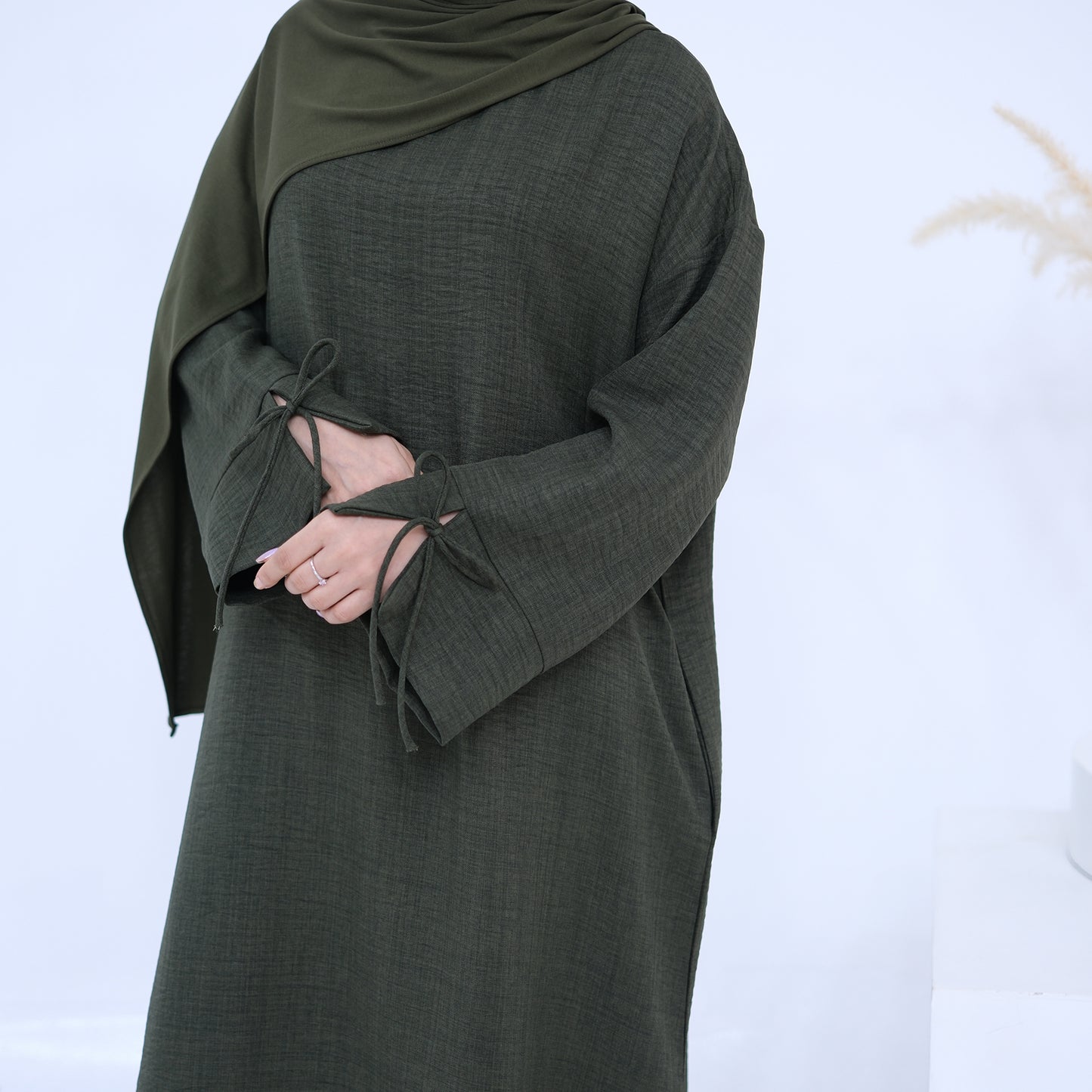 Soft Linen Feel Closed Abaya - 3 Colours