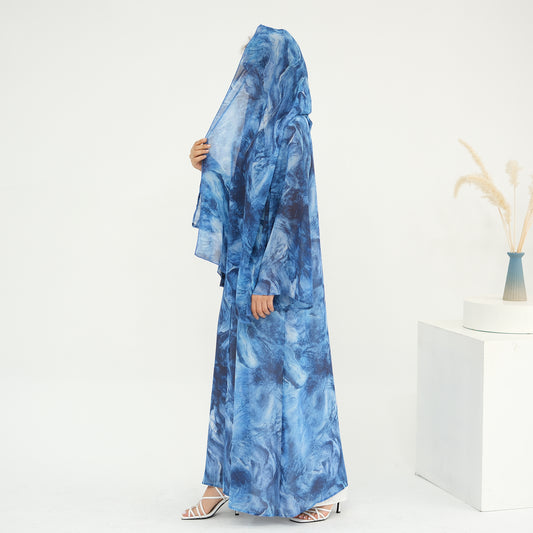 Marble Print Abaya & Hijab Set