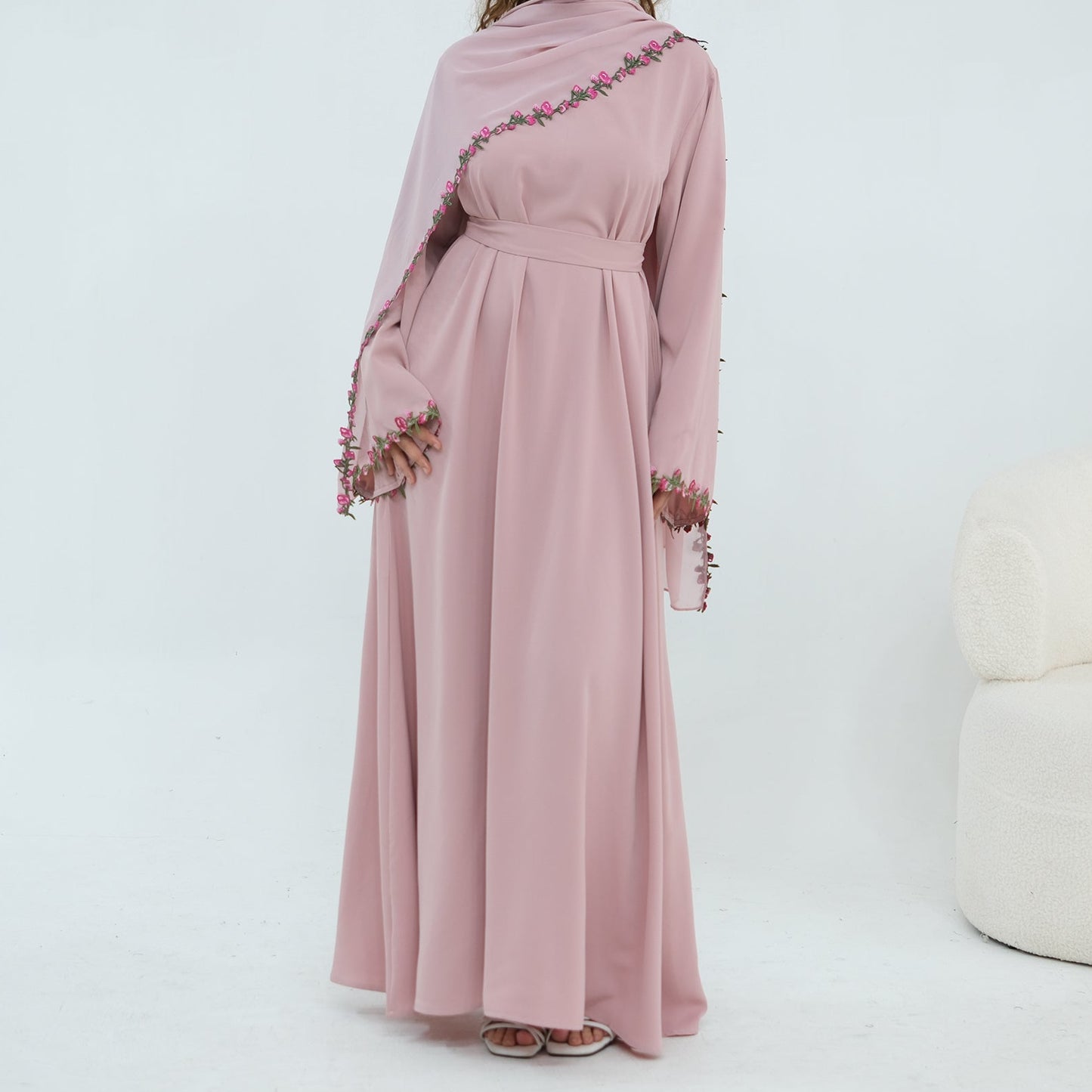 Petal Lace Abaya & Hijab Set - 2 Colours