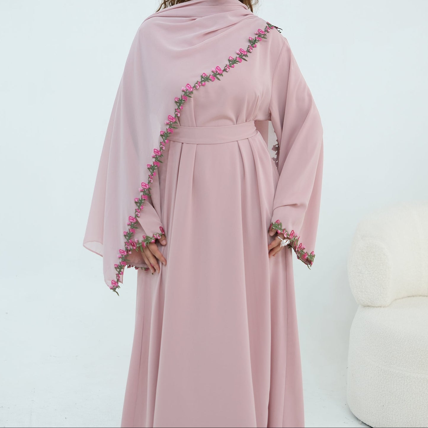 Petal Lace Abaya & Hijab Set - 2 Colours