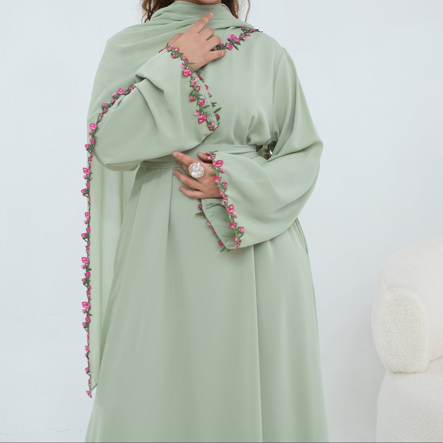 Petal Lace Abaya & Hijab Set - 2 Colours