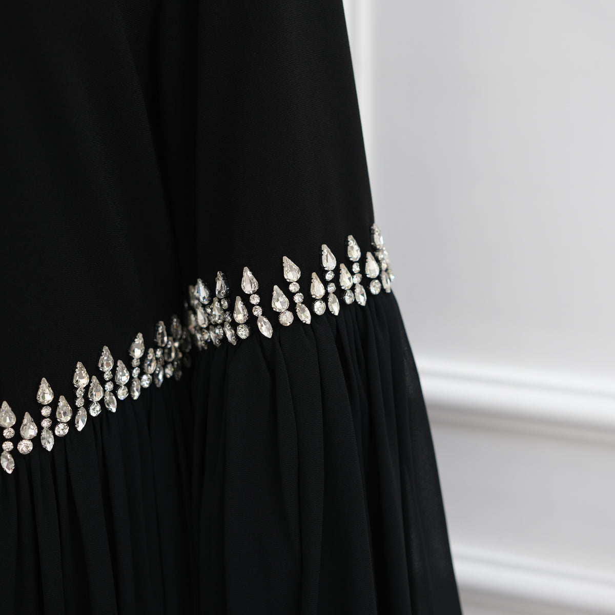 Crystal Embellished Chiffon Maxi Dress