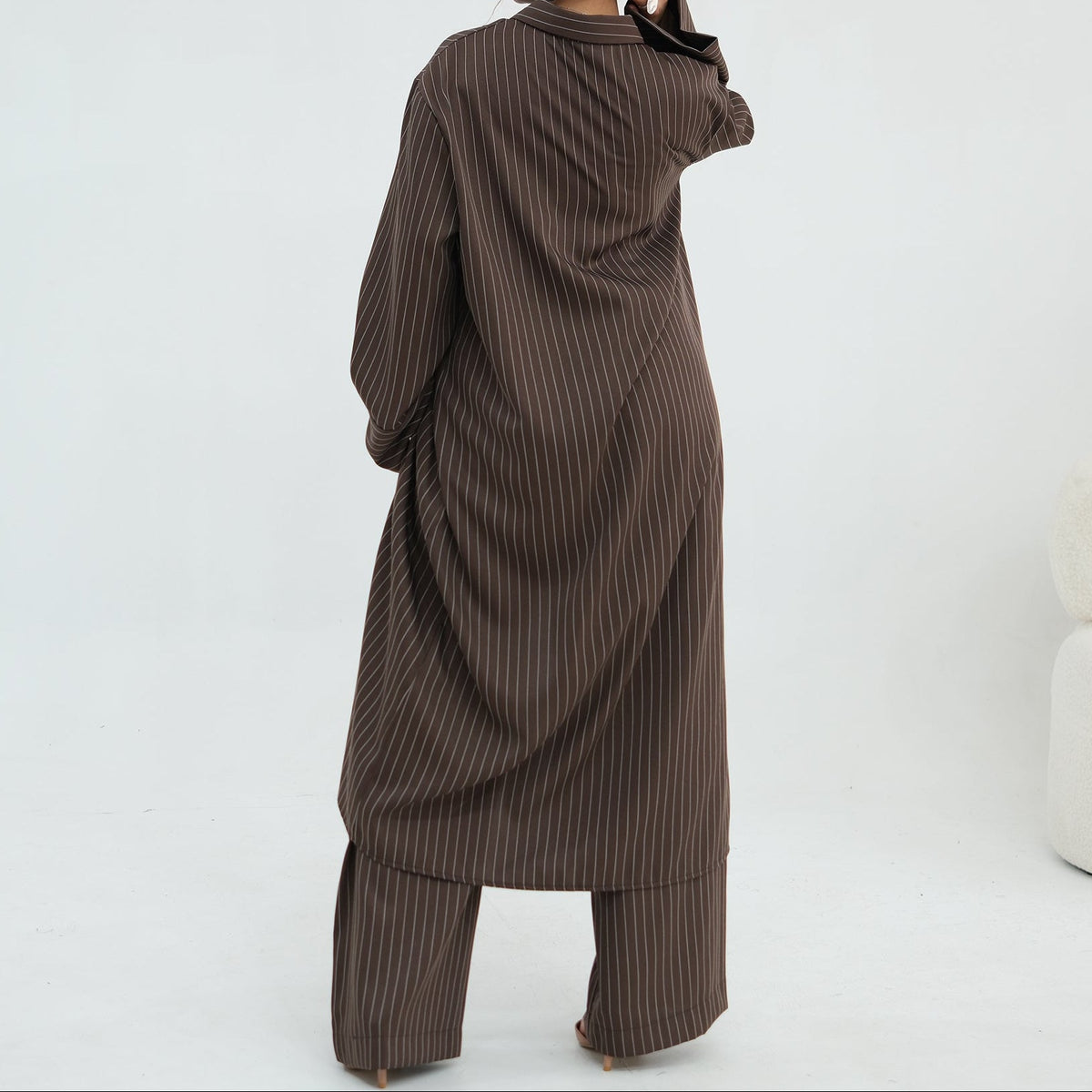 Pinstripe Longline Shirt & Trouser Co-ord Set
