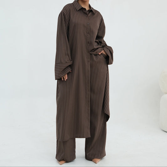 Pinstripe Abaya Co-ord Set