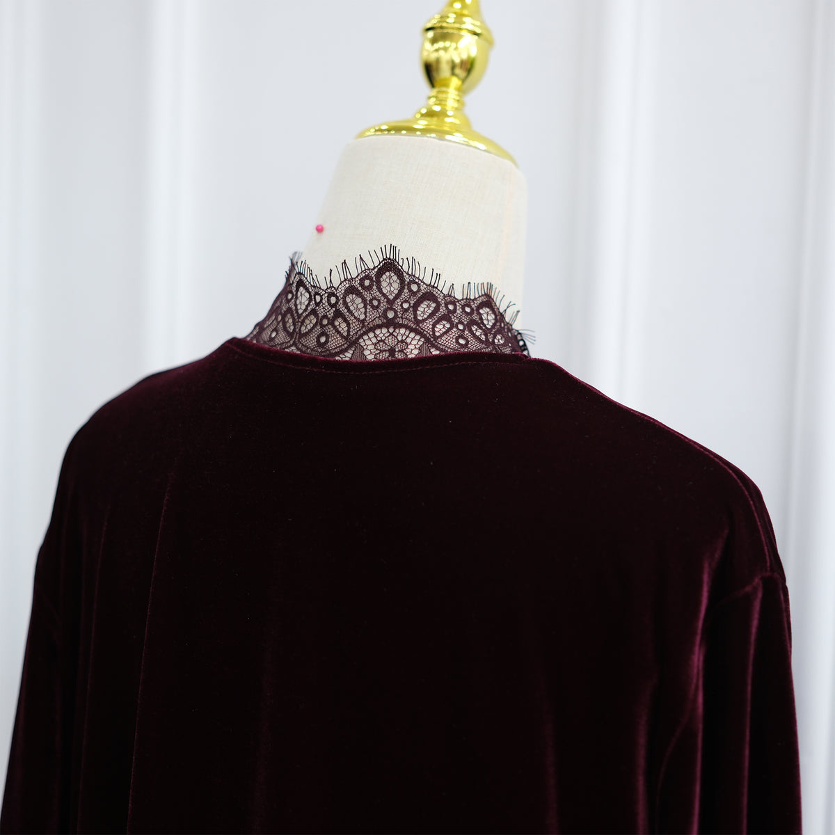 Velvet Lace Open Abaya & Hijab Set