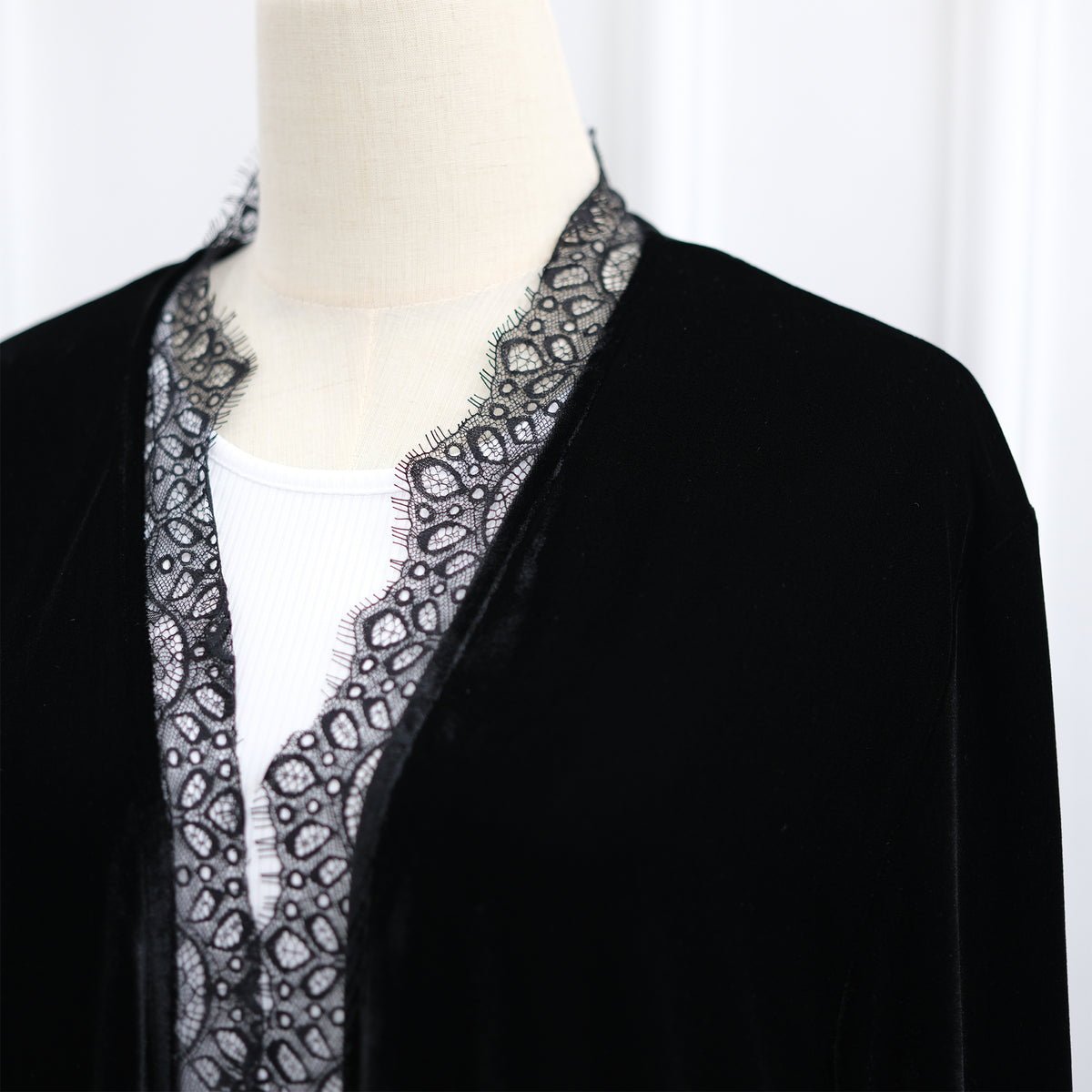 Velvet Lace Open Abaya & Hijab Set
