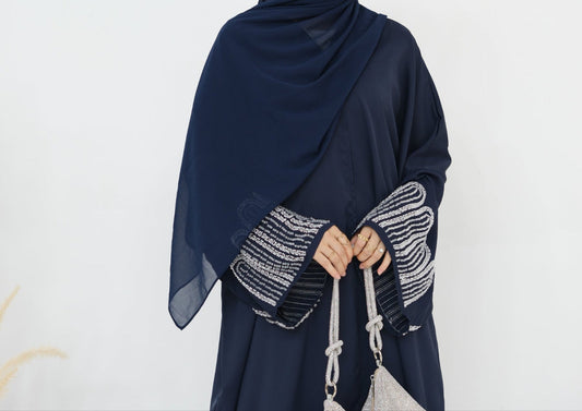Hira Embellished Abaya - Navy