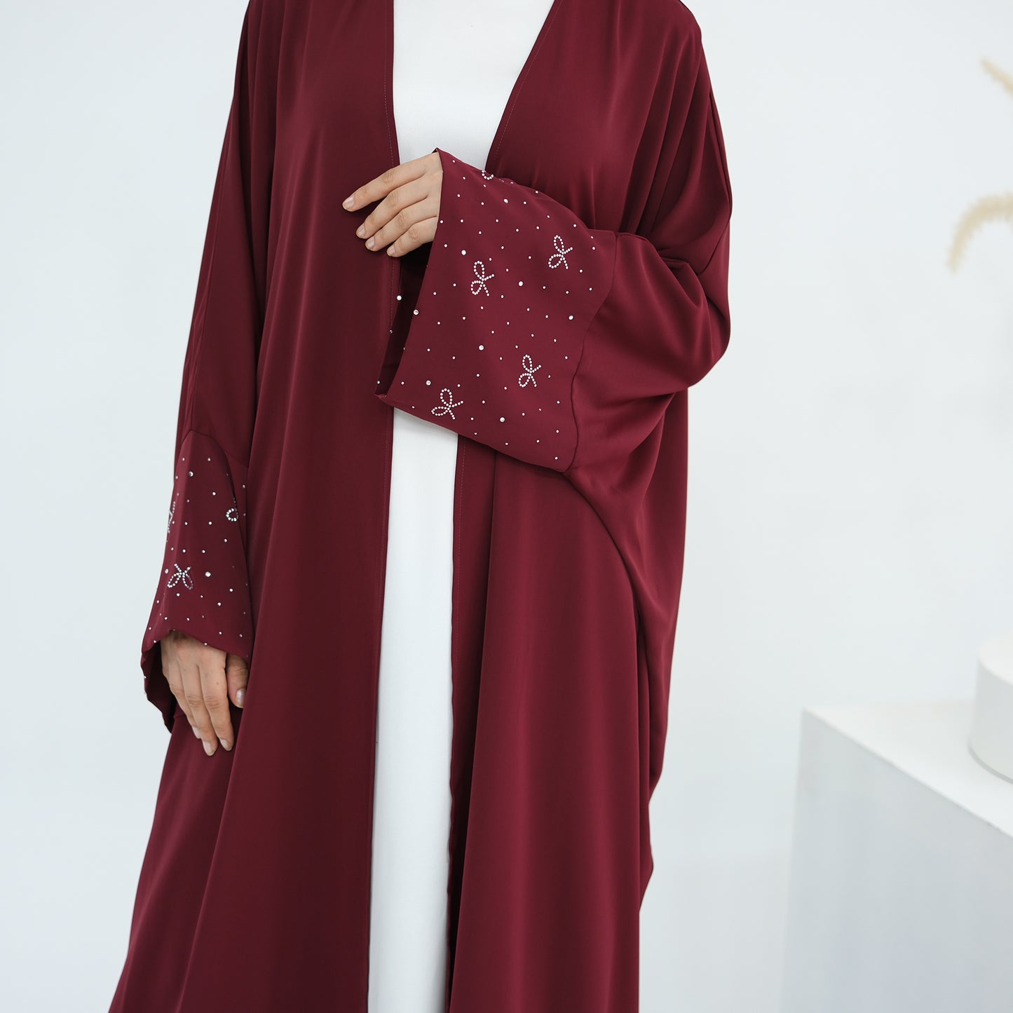 Bow Rhinestone Abaya - 4 Colours
