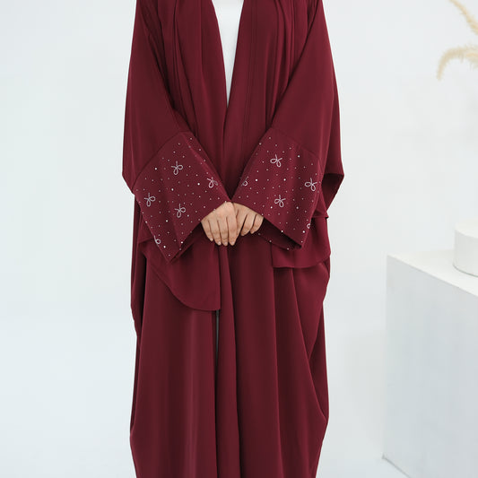 Bow Rhinestone Abaya - 4 Colours