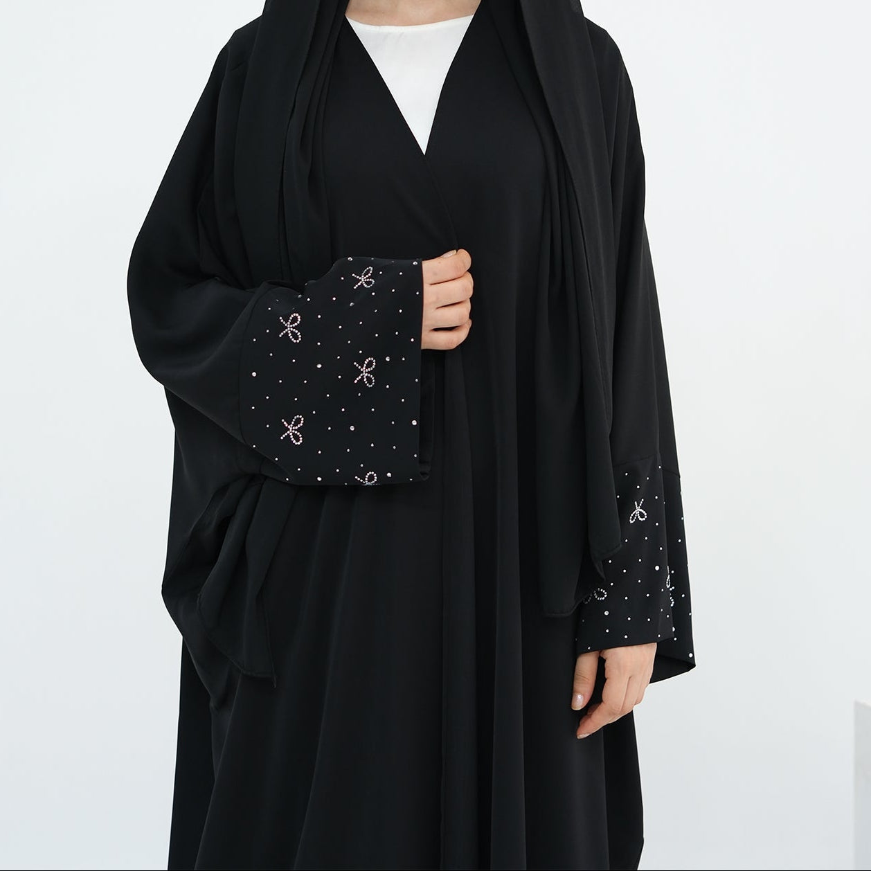 Bow Rhinestone Abaya - 4 Colours