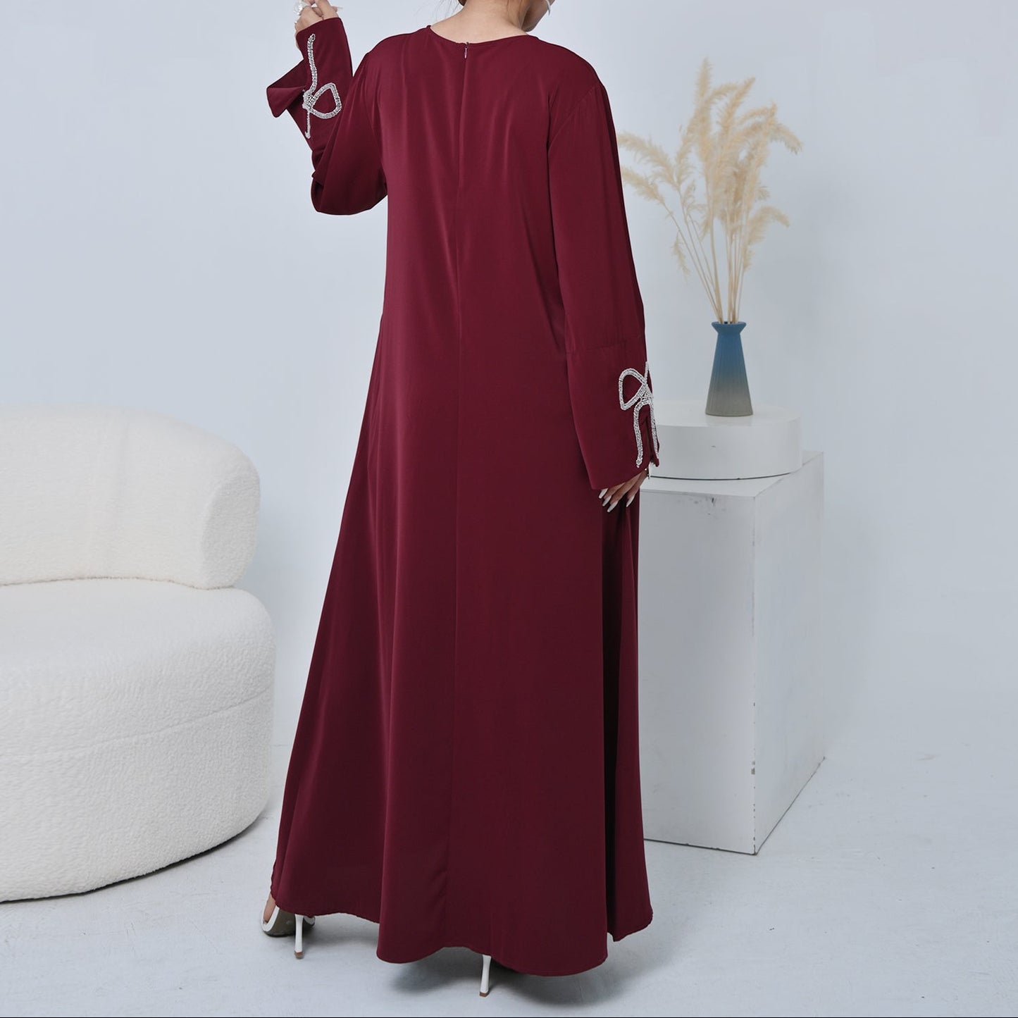 Bow Embellished Closed Abaya - 2 Colours