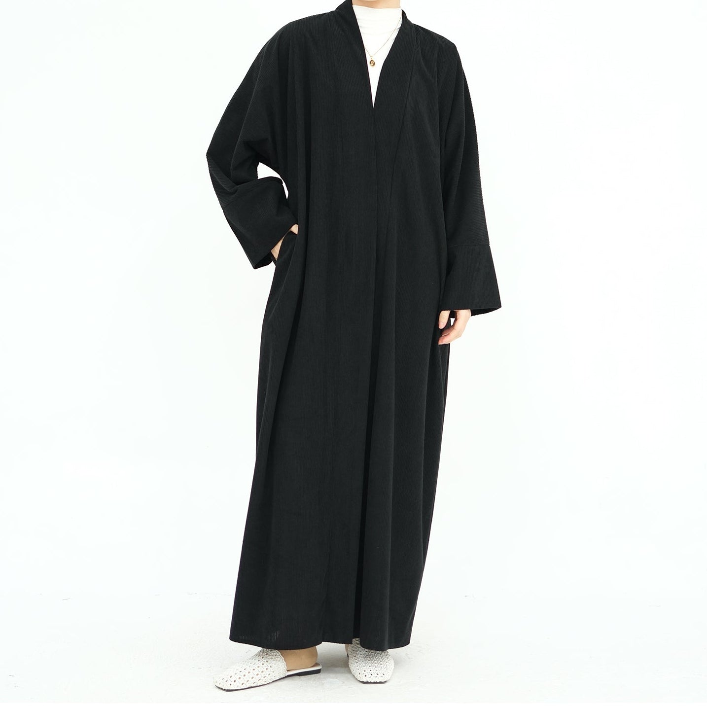 Corduroy Open Abaya - 2 Colours