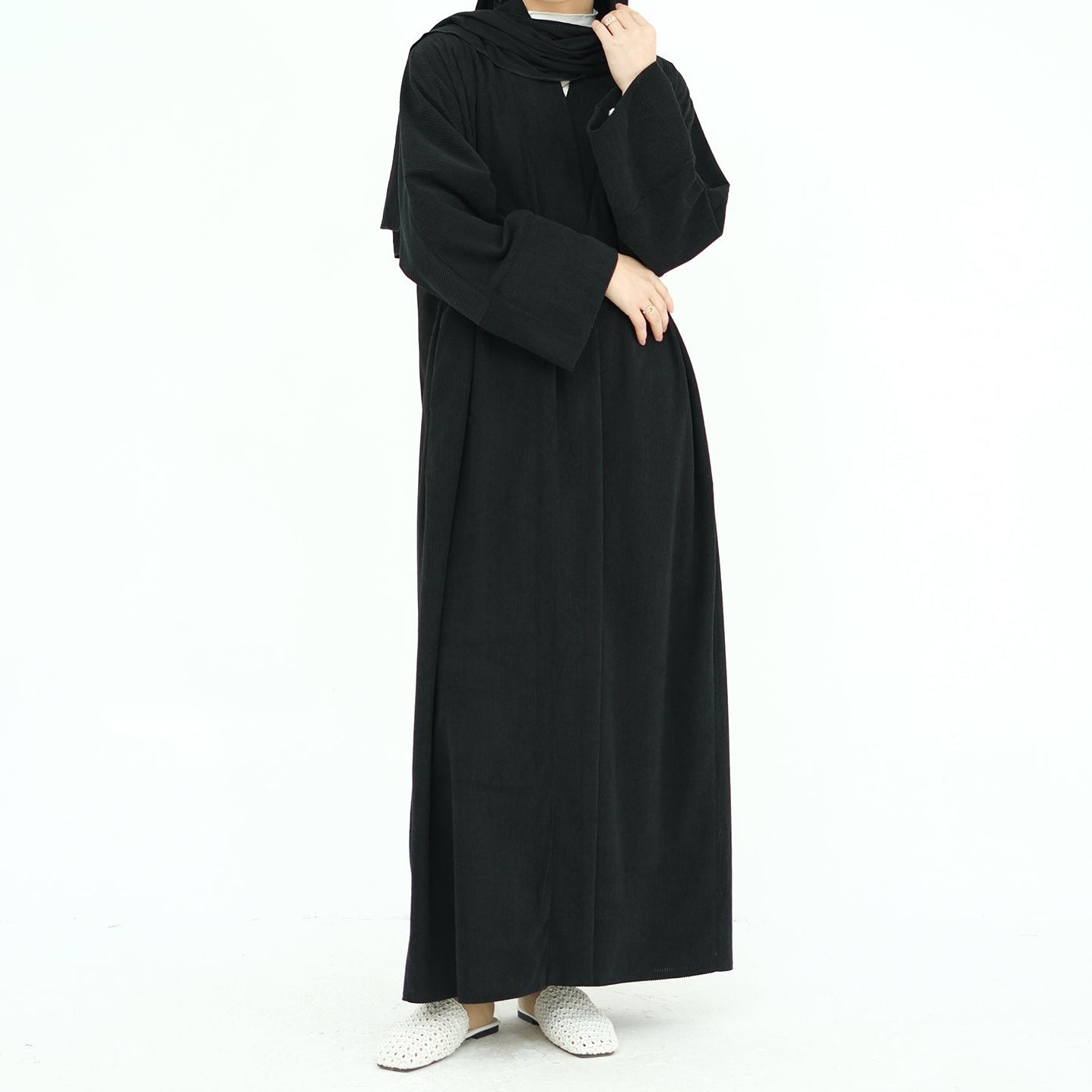 Corduroy Open Abaya - 2 Colours