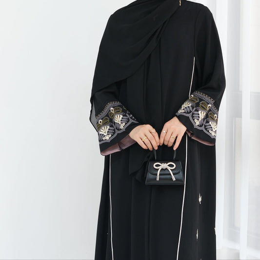 Sadia Embroidered Open Abaya