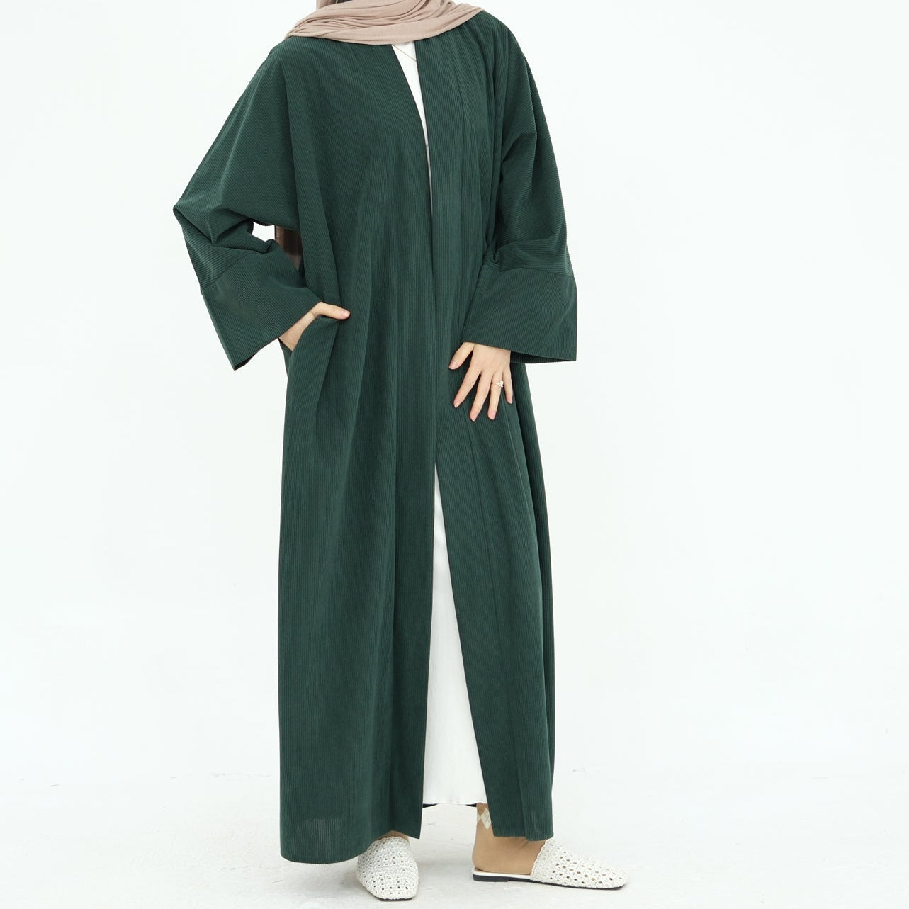 Corduroy Open Abaya - 2 Colours