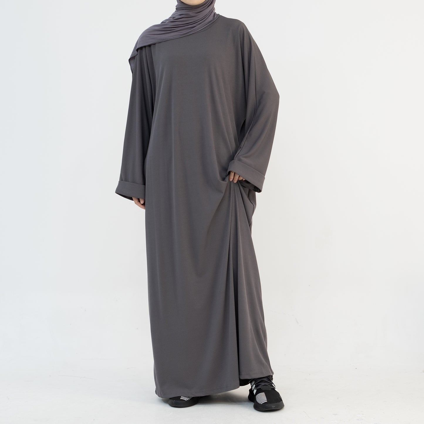 Soft Ribbed Closed Abaya - 3 Colours