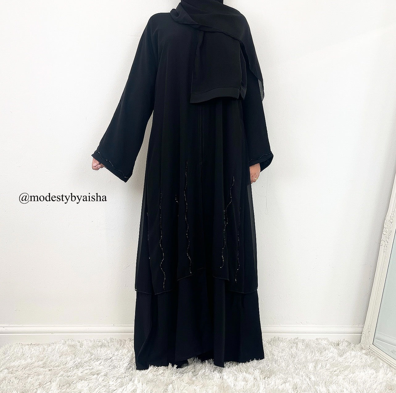 Safa Black - Embellished Abaya