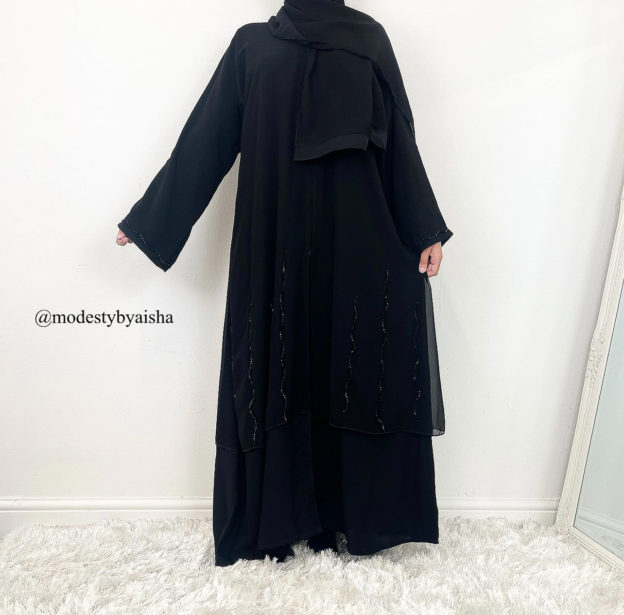 Safa Black - Embellished Abaya