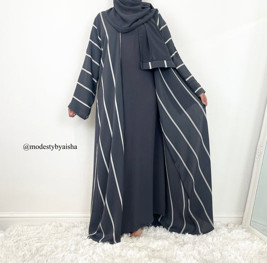 Sana Grey - 3 Piece Abaya Set