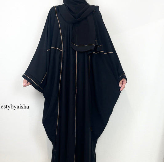 Zehra Batwing Abaya - Black & Brown