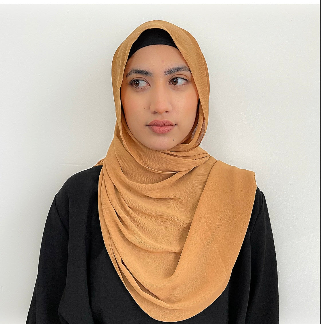 Crinkle Chiffon Hijab - Mustard