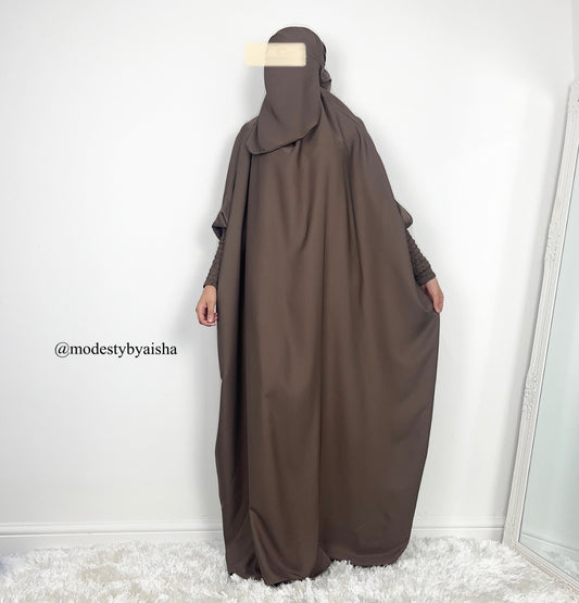 One Piece Jilbab - Deep Taupe