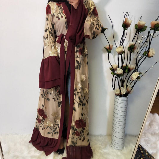 Anaya Burgundy - Open Abaya