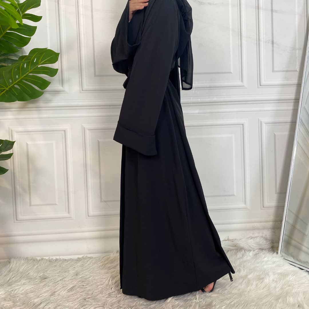 Plain black hot sale open abaya